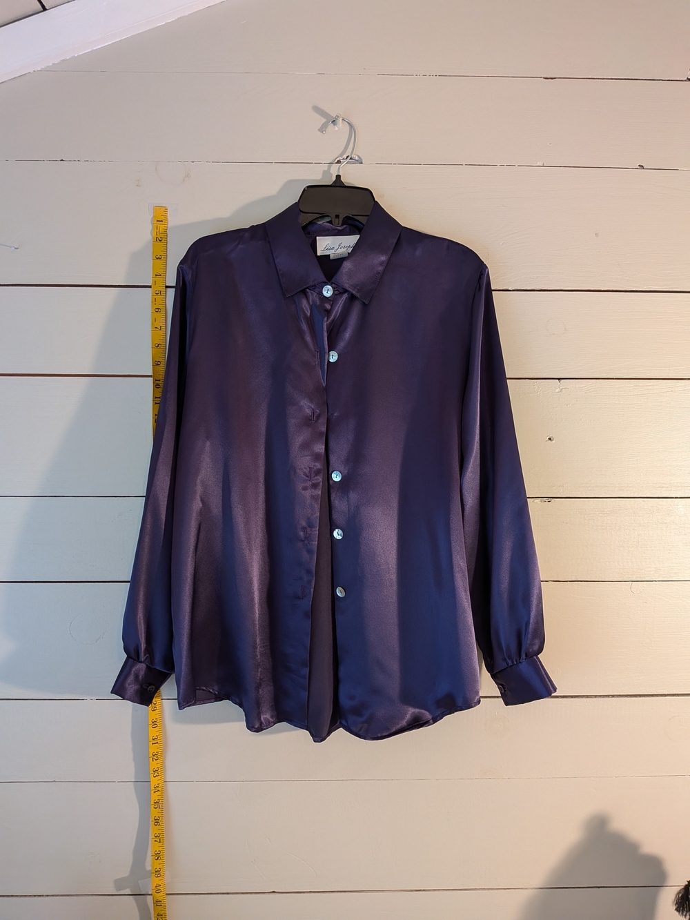 Purple Satin  Button-Down Blouse